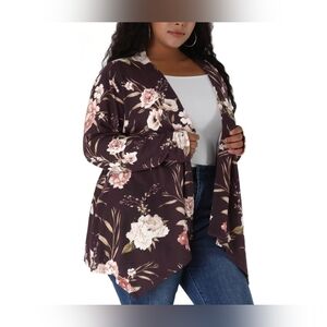 Beautiful Cardigan 2X in BURGANDY Floral